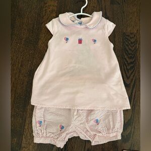 Pink Happy Birthdat top with Balloon Embroidery and matching bottoms